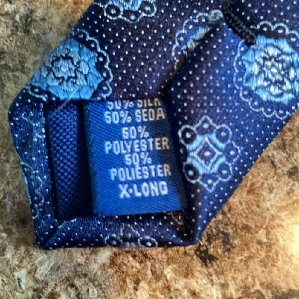 Saddlebred Navy Blue Floral Medallion‎ Geometric Silk Necktie Business Career